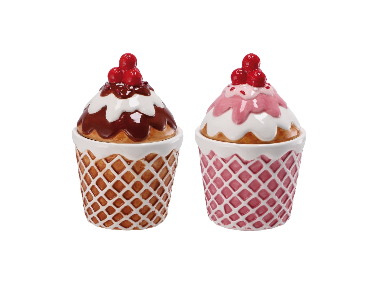 Scatola natalizia in ceramica a forma di cupcake d.11xh16cm - disponibile in due colori