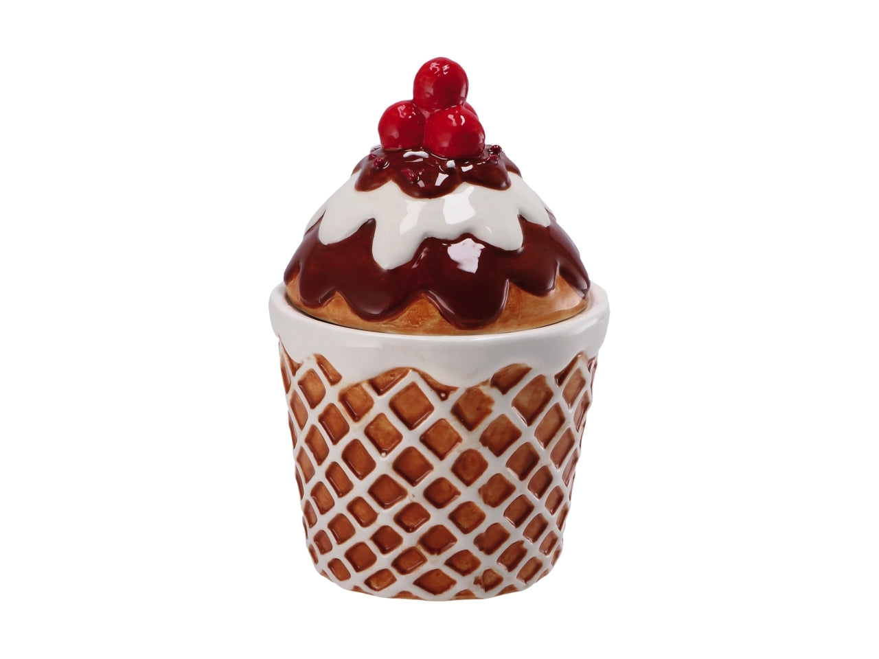 Scatola natalizia in ceramica a forma di cupcake d.11xh16cm - disponibile in due colori