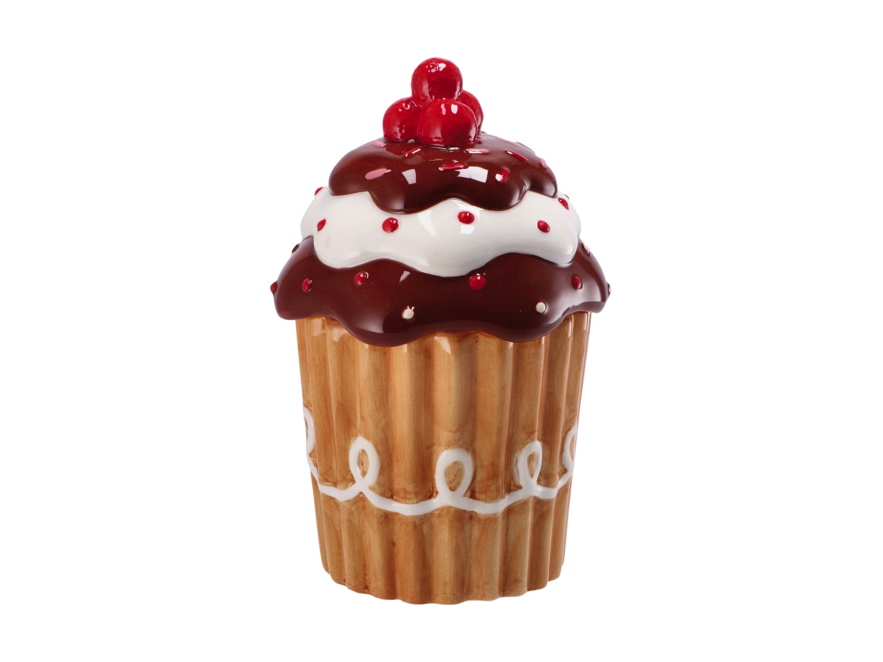 Barattolo decorativo natalizio multicolor in ceramica a forma di cupcake 14x22 cm - AD Trend