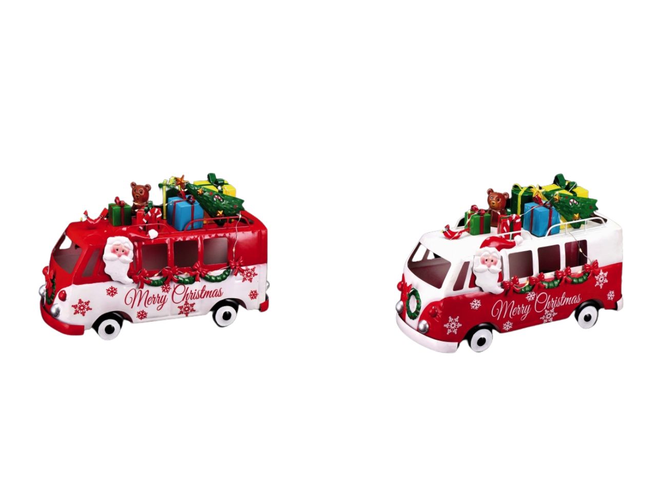 Decorazione natalizia bus in ferro cm32x14xh22 - disponibile in due colori diversi