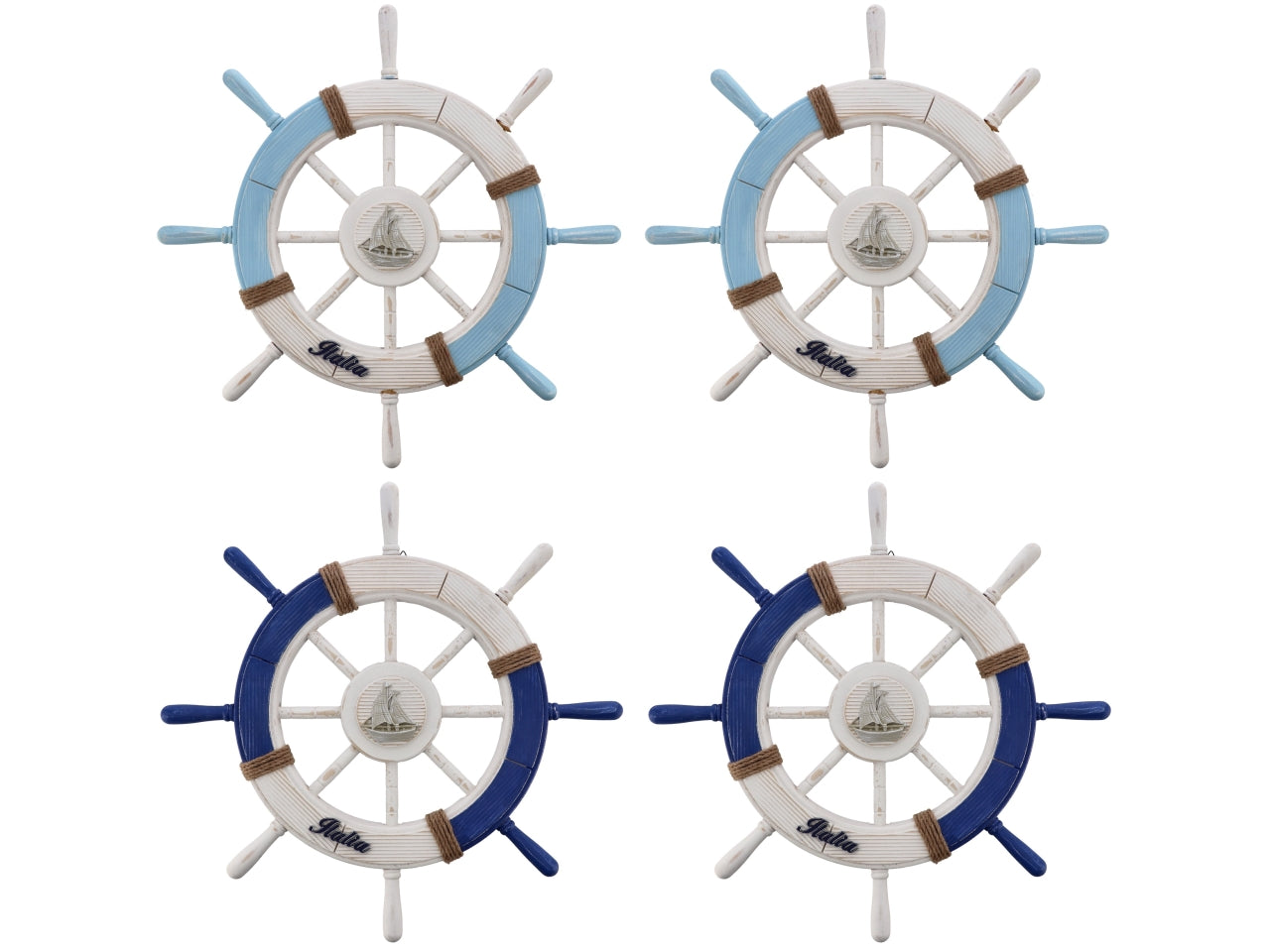 Timone decorazione da parete stile marinaro multicolor d.63xh.4,5 cm - Star