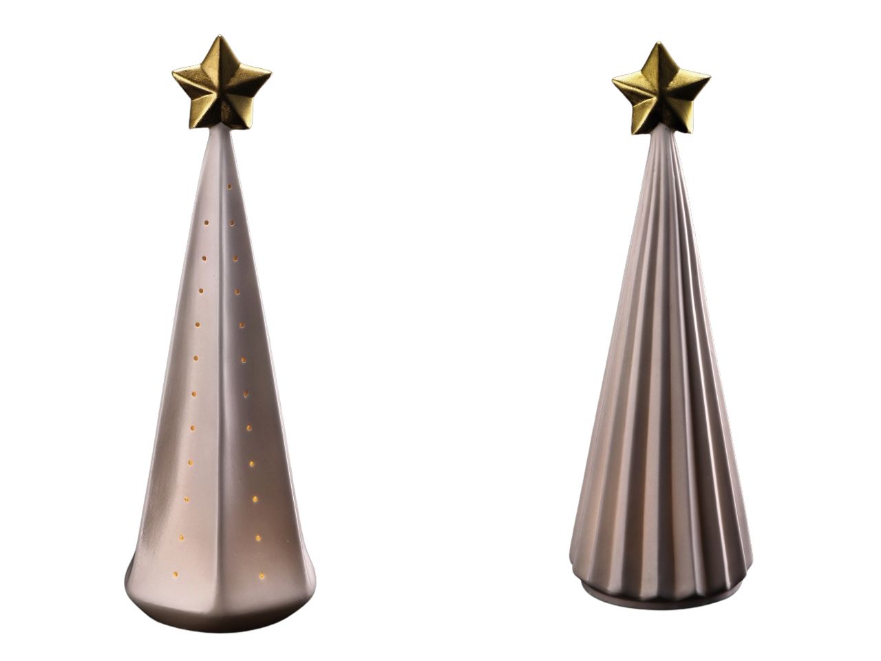Albero natalizio in ceramica con led d.11xh32cm- disponibile in due assortimenti