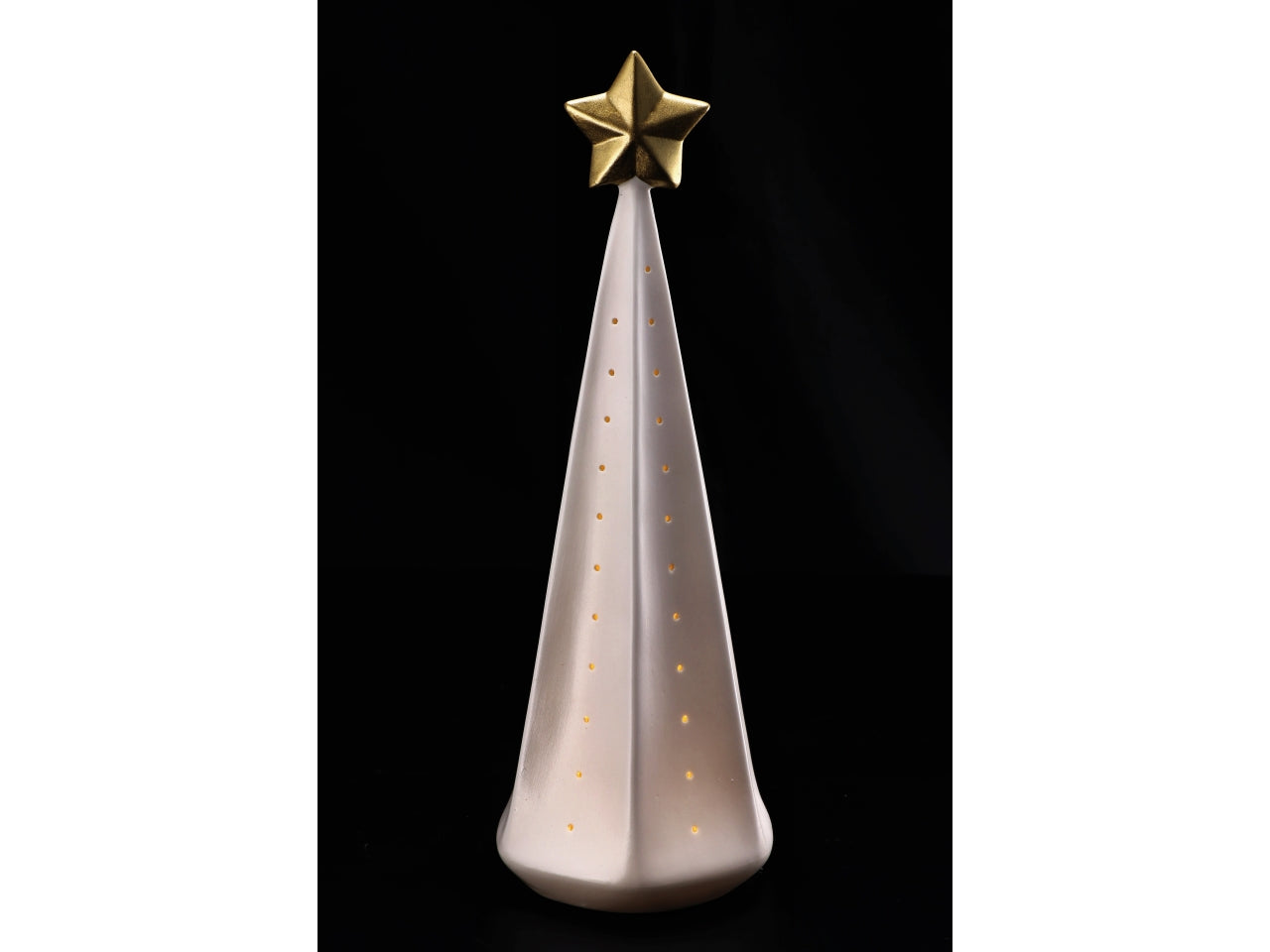 Albero natalizio in ceramica con led d.11xh32cm- disponibile in due assortimenti