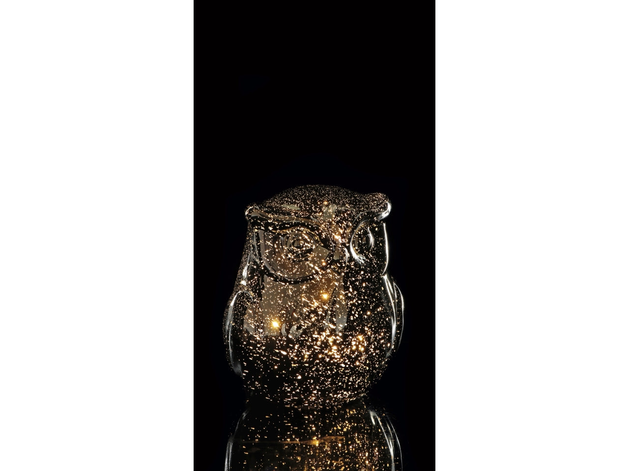 Lampada gufo natalizio in vetro con 15 led d.16xh18cm -disponibile in tre assortimenti