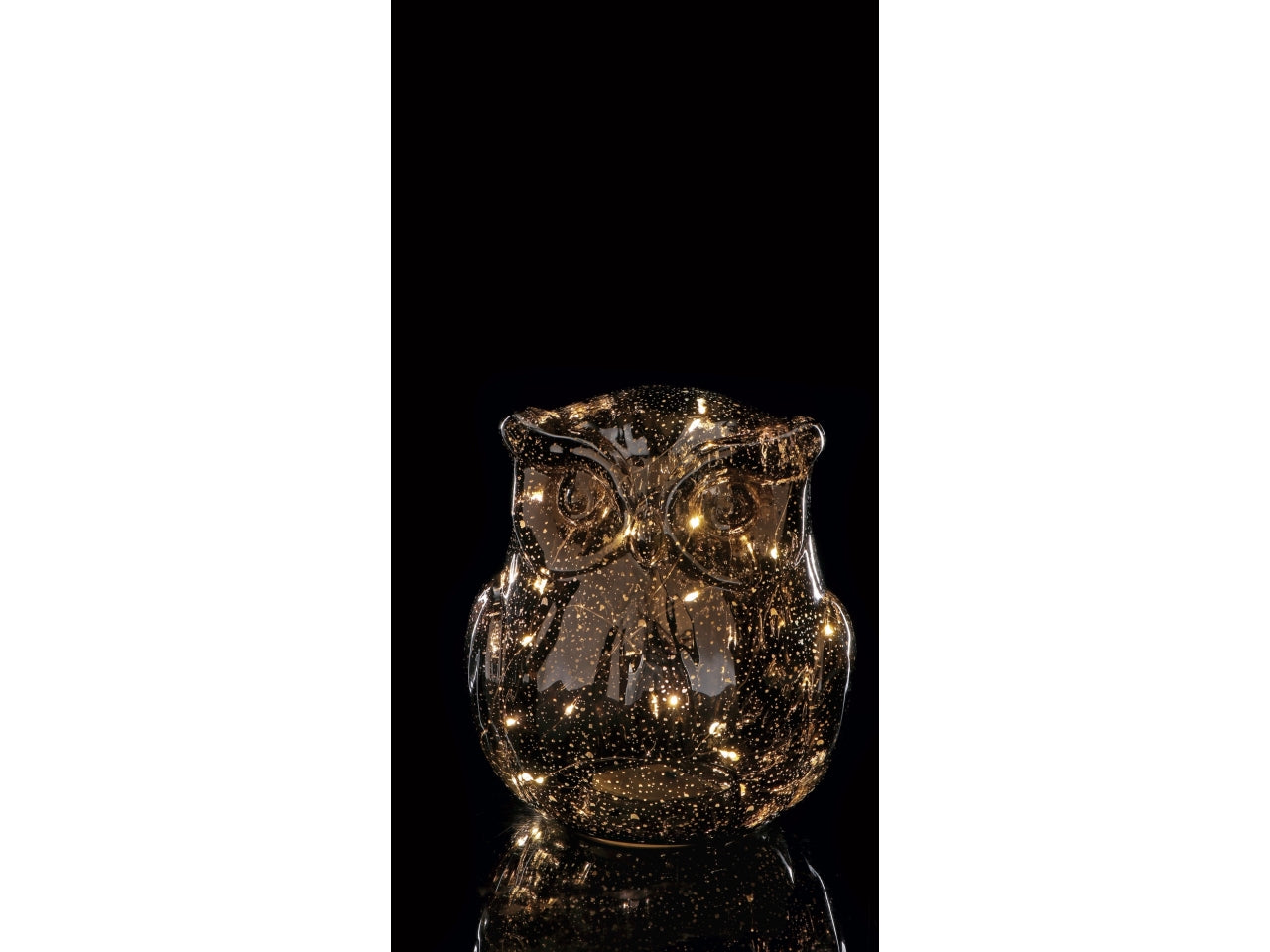 Lampada gufo natalizio in vetro con 15 led d.16xh18cm -disponibile in tre assortimenti