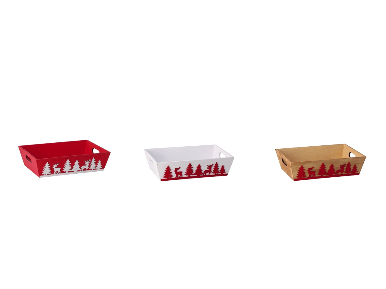 Cassetta natalizia in legno opaco disponibile in bianco, rosso e naturale 38x28x10 cm - AD Trend