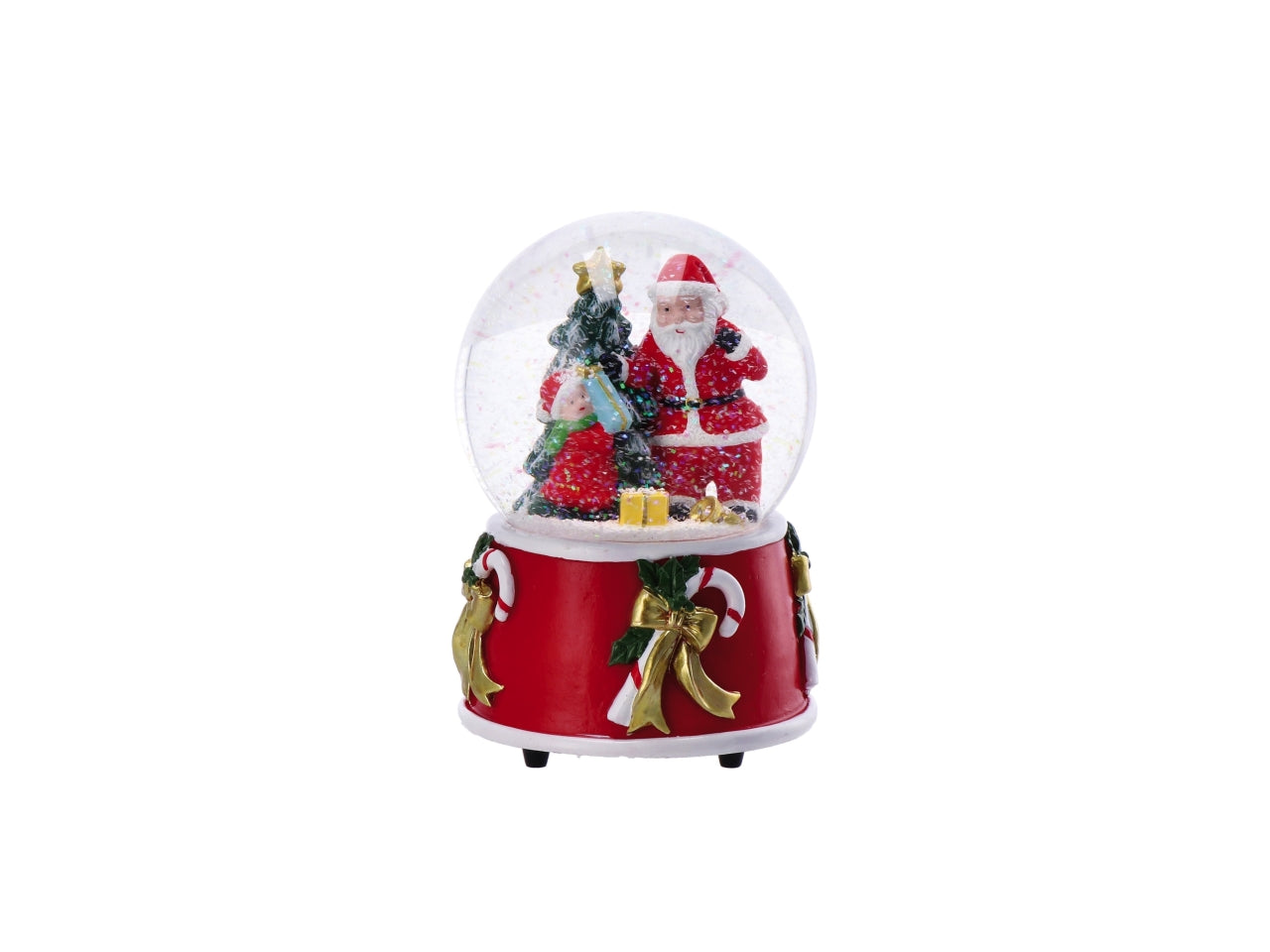 Sfera di neve natalizia in vetro e resina d.10,5x15cm- disponibile in due assortimenti