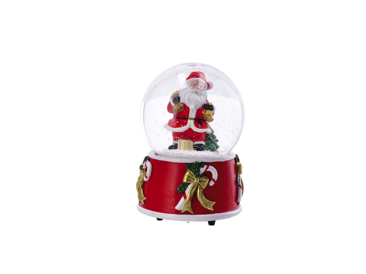 Sfera di neve natalizia in vetro e resina d.10,5x15cm- disponibile in due assortimenti