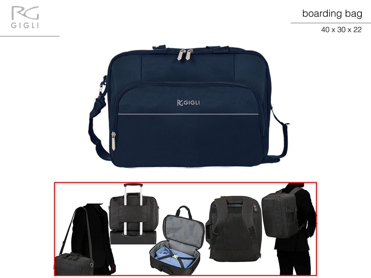 Romeo gigli borsone/zaino blu 40x30x22cm