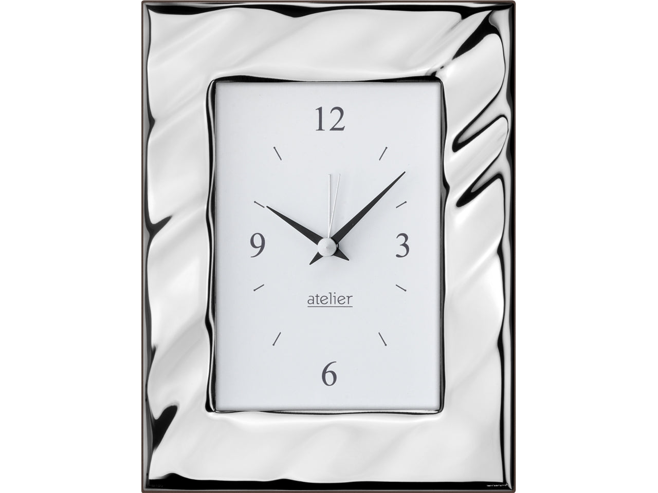 Orologio da appoggio analogico in argento, bomboniera moderna, effetto ondulato per matrimonio, anniversario - 17x21cm - Atelier