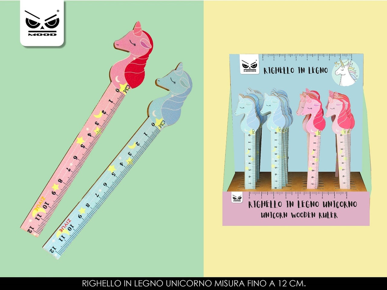 Righello in legno unicorno