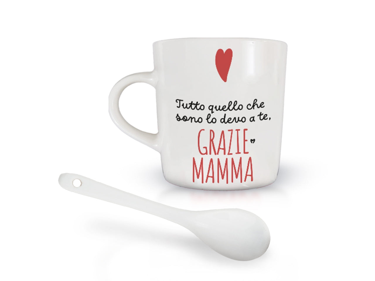 Tazzina da caffe e cucchiaino grazie mamma