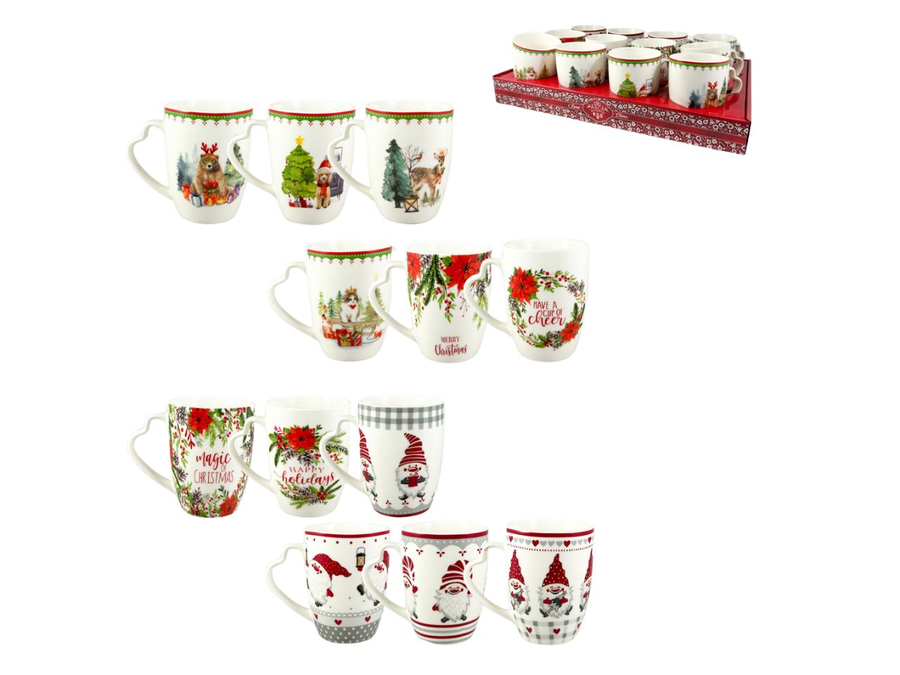 Tazza mug natalizie in ceramica multicolor 34 cl 10,5x8 cm - Arca