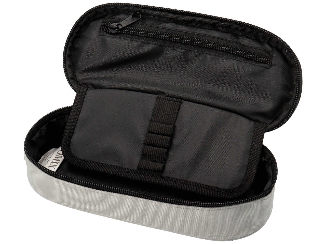 Astuccio ovale Comix grigio organizzato in tessuto monocolore
