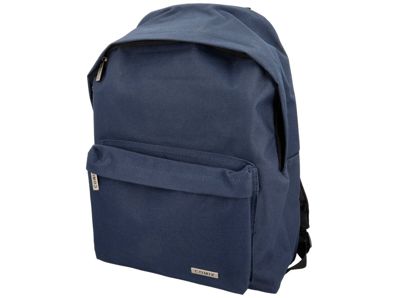 Zaino americano monocolore blu con tasca laterale portaborraccia, 31x42x19,5 cm - Comix