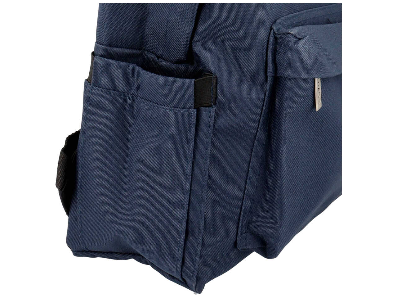 Zaino americano monocolore blu con tasca laterale portaborraccia, 31x42x19,5 cm - Comix