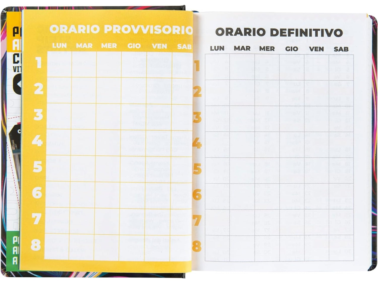 Diario agenda Comix standard 16 mesi con copertina rigida nera e argento, anno 2024/25, 13x17,3 cm