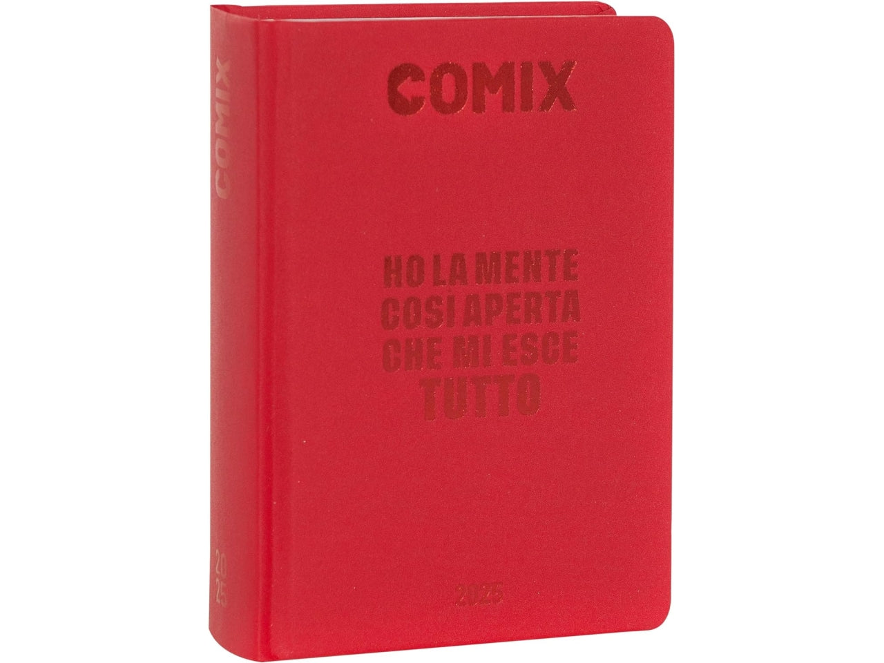 Diario agenda Comix standard 16 mesi con copertina rigida rossa, anno 2024/25, 13x17,3 cm