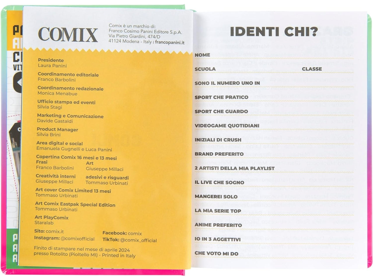 Diario agenda Comix standard 16 mesi con copertina rigida sfumata, anno 2024/25, 13x17,3 cm