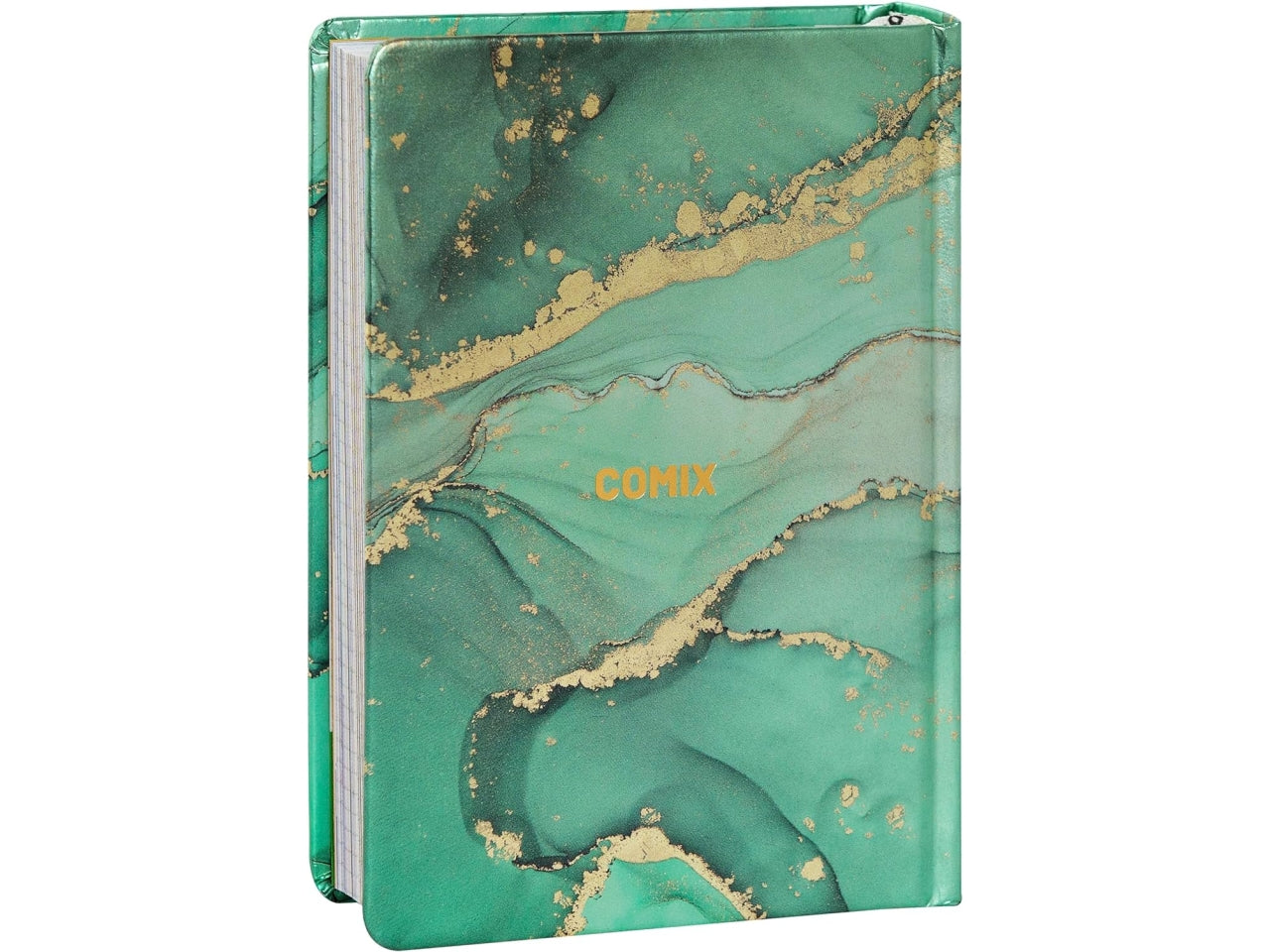 Diario agenda Comix standard 16 mesi con copertina rigida verde e oro, anno 2024/25, 13x17,3 cm