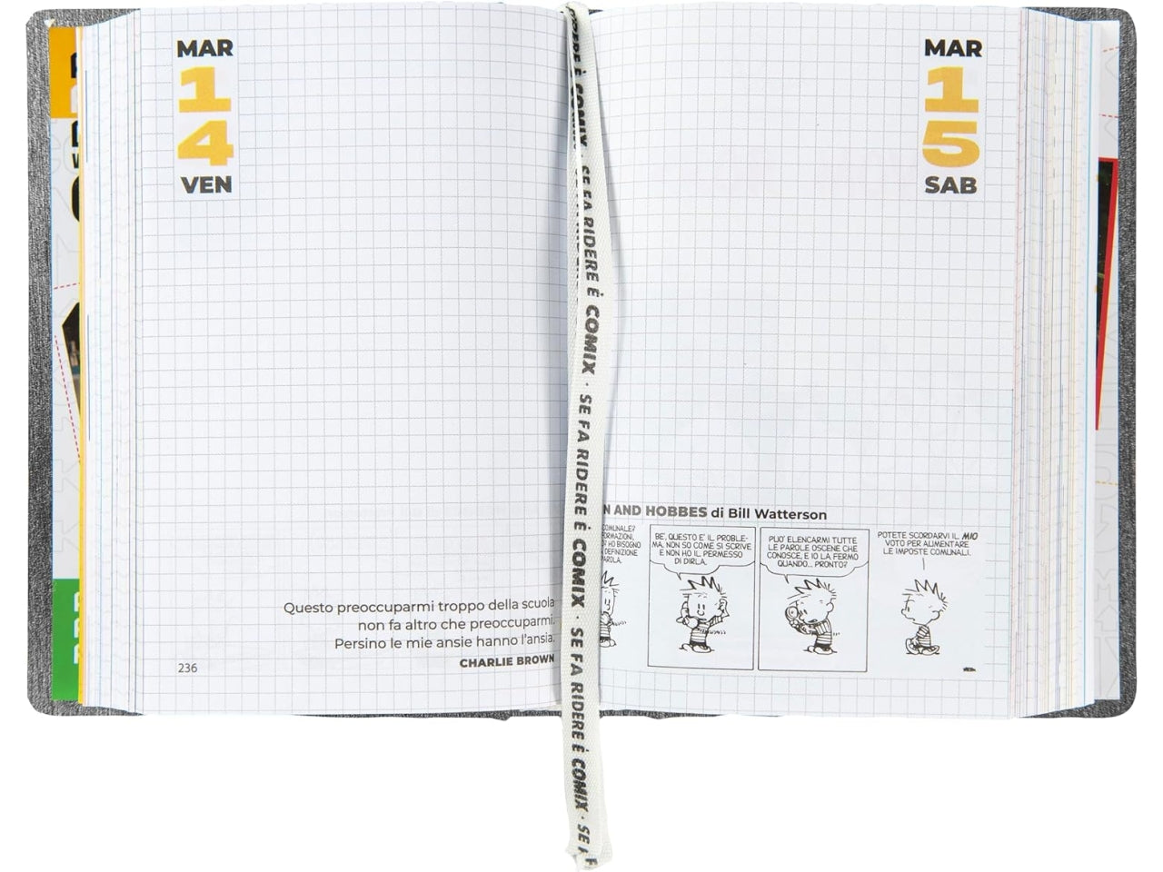 Diario agenda Comix mini 16 mesi con copertina rigida grigio, anno 2024/25, 11x15,3 cm