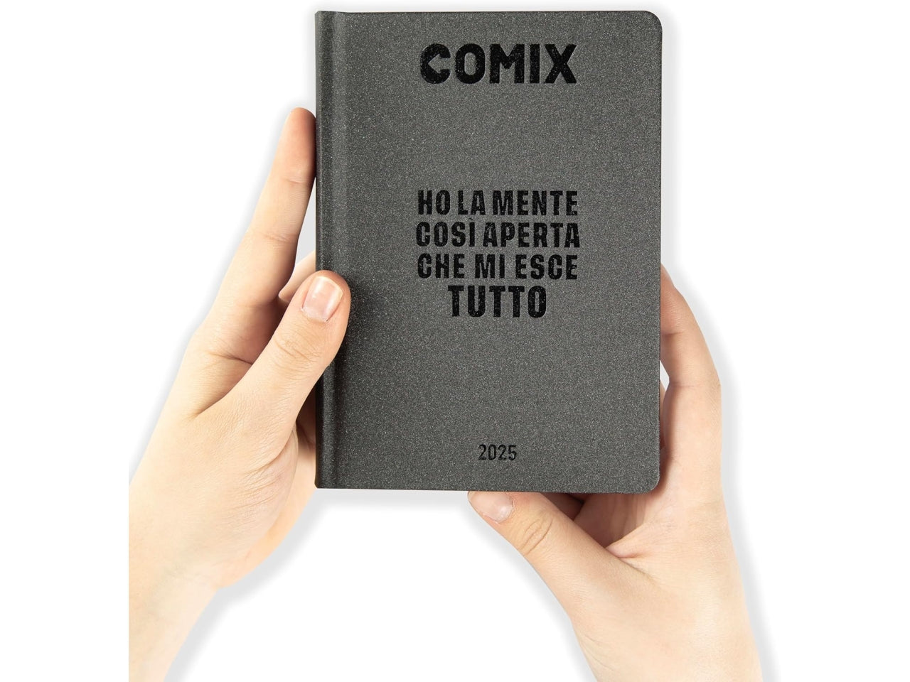 Diario agenda Comix mini 16 mesi con copertina rigida grigio scuro, anno 2024/25, 11x15,3 cm