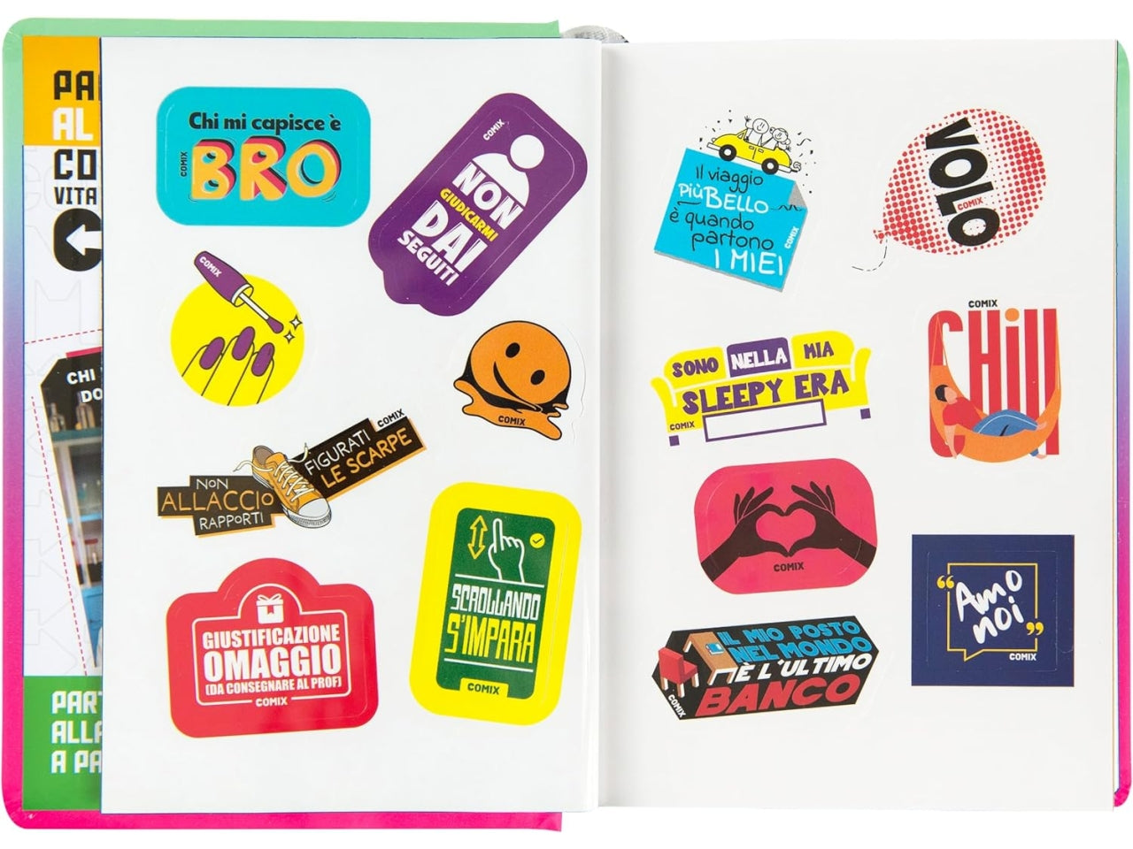 Diario agenda Comix mignon 16 mesi con copertina rigida sfumata multicolor, anno 2024/25, 9x12,5 cm