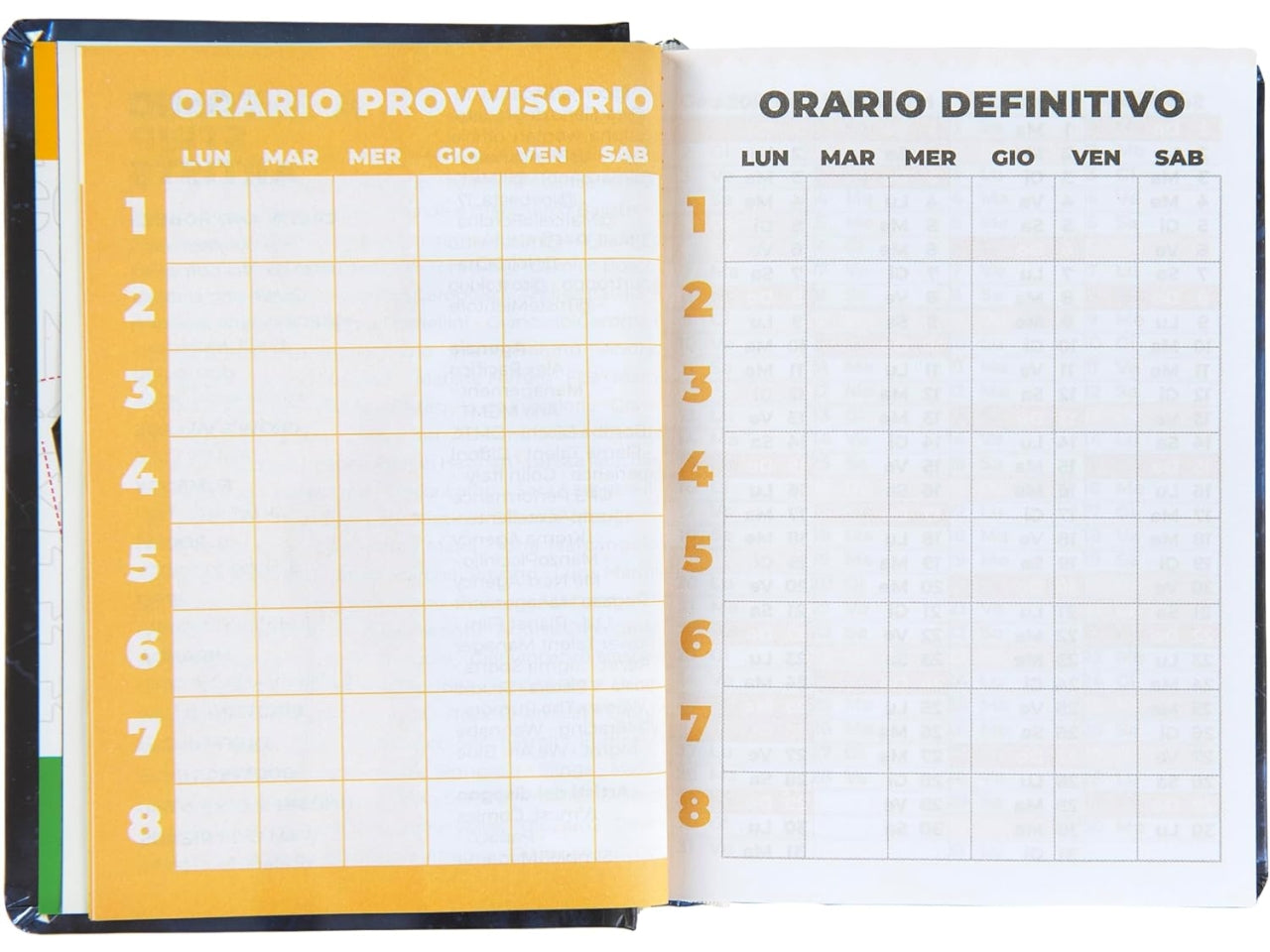 Diario agenda Comix mignon 16 mesi con copertina rigida blu e nera, anno 2024/25, 9x12,5 cm