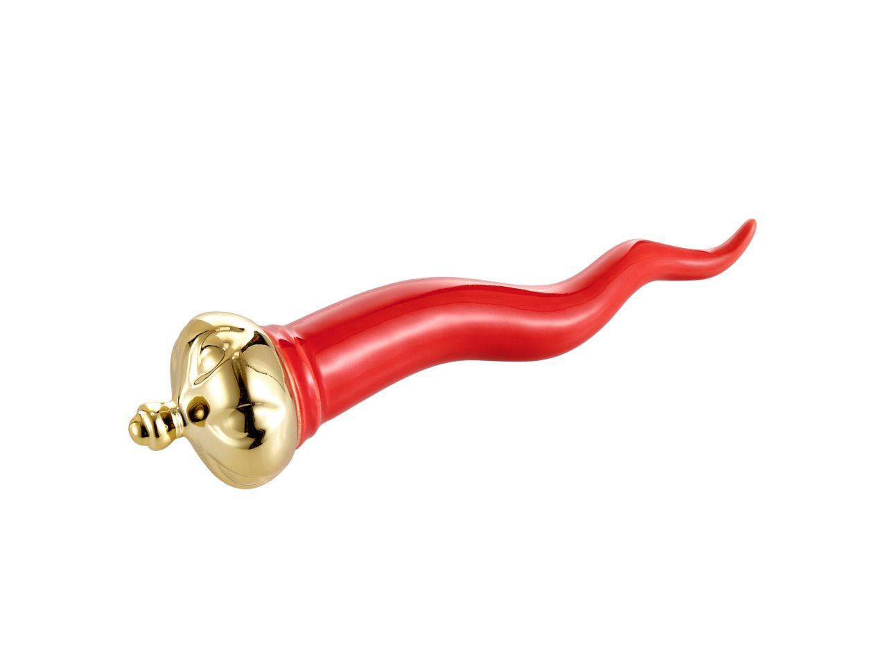Corno rosso corona oro 21cm decorazione dipinta a mano in porcellana