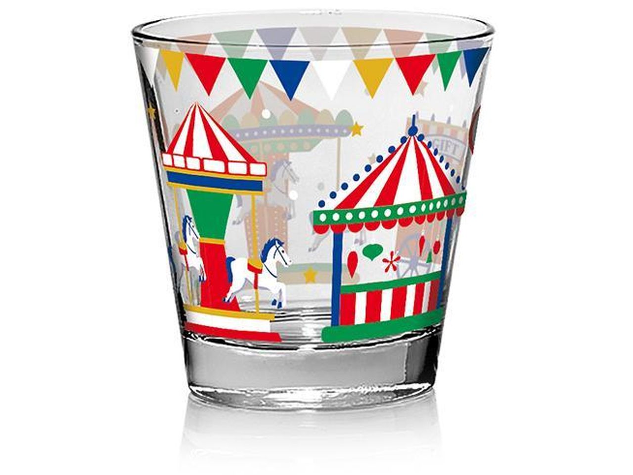 Bicchiere modello nadia per acqua in vetro capacita' 250cc misura d.86xh.87mm con decorazione carosello - la confezione comprende 6 bicchieri