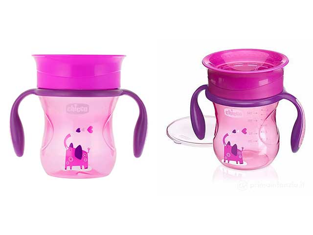 Chicco Perfect Cup Bicchiere 200 ml con Membrana a 360° Rosa e Viola