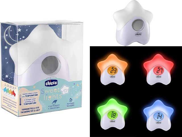 Chicco Luce Termometro Stella Bianco Luce Notturna e Termometro per Neonati