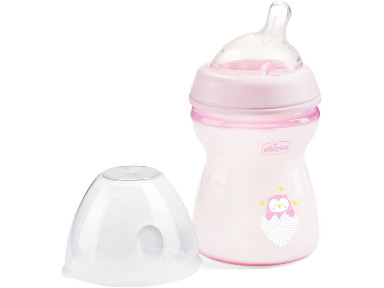 Chicco Natural Feeling Biberon Anticolica 2 Mesi+ da 250 ml con Tettarella in Silicone Rosa