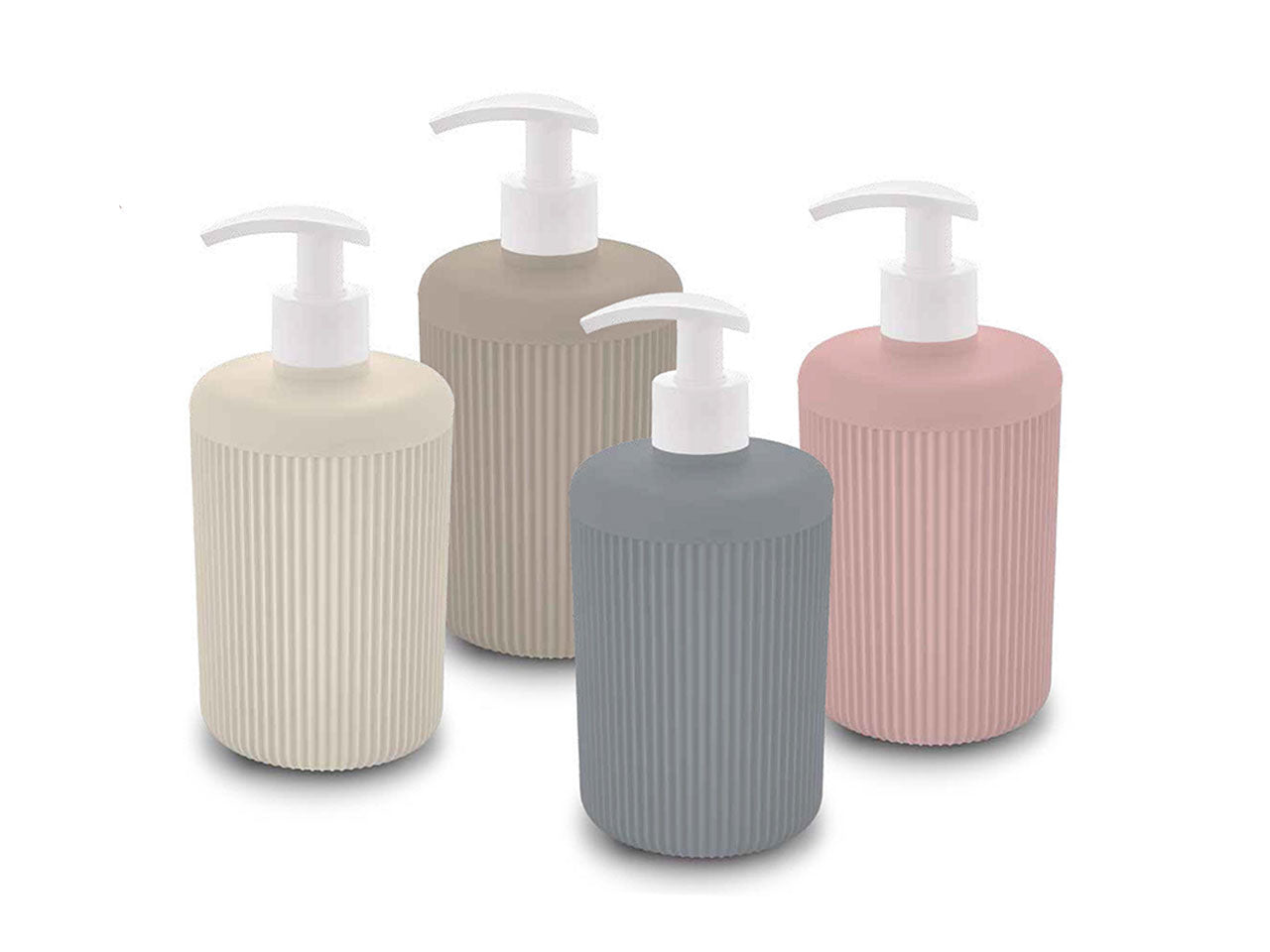 Dispenser sapone liquido in plastica crema grigio tortora rosa 8x18 cm - Virtime