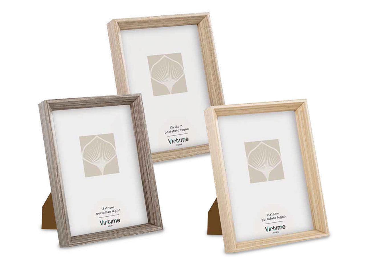 Portafoto in legno con supporto e ganci, in 3 colori assortiti 13x18 cm - Virtime
