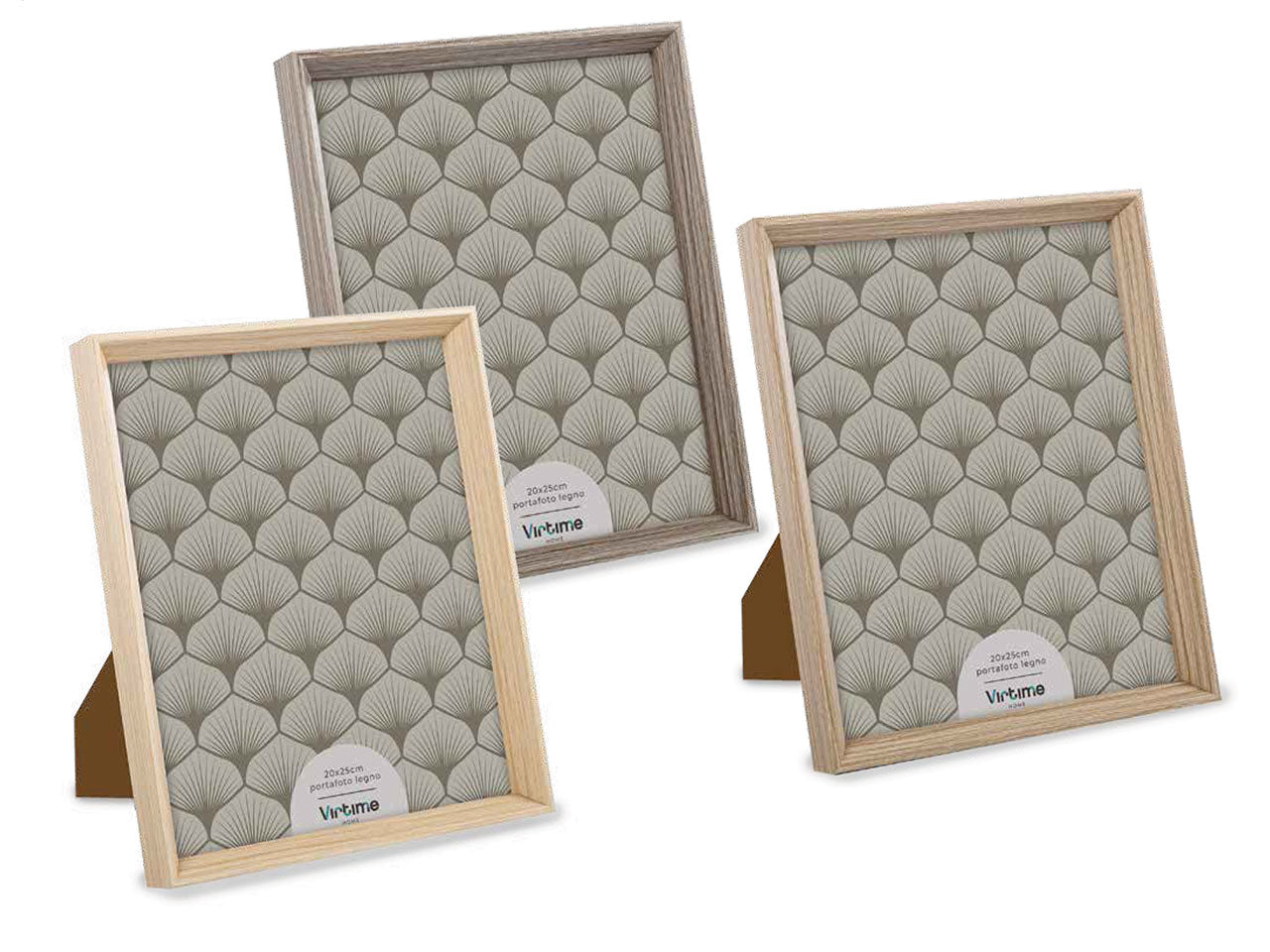 Portafoto in legno con supporto e ganci, in 3 colori assortiti 20x25 cm - Virtime