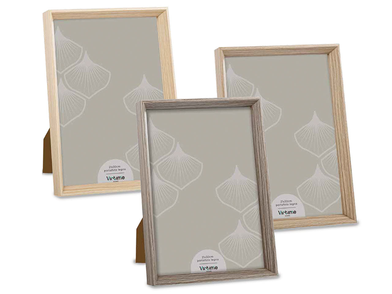 Portafoto in legno con supporto e ganci, in 3 colori assortiti 21x30 cm - Virtime