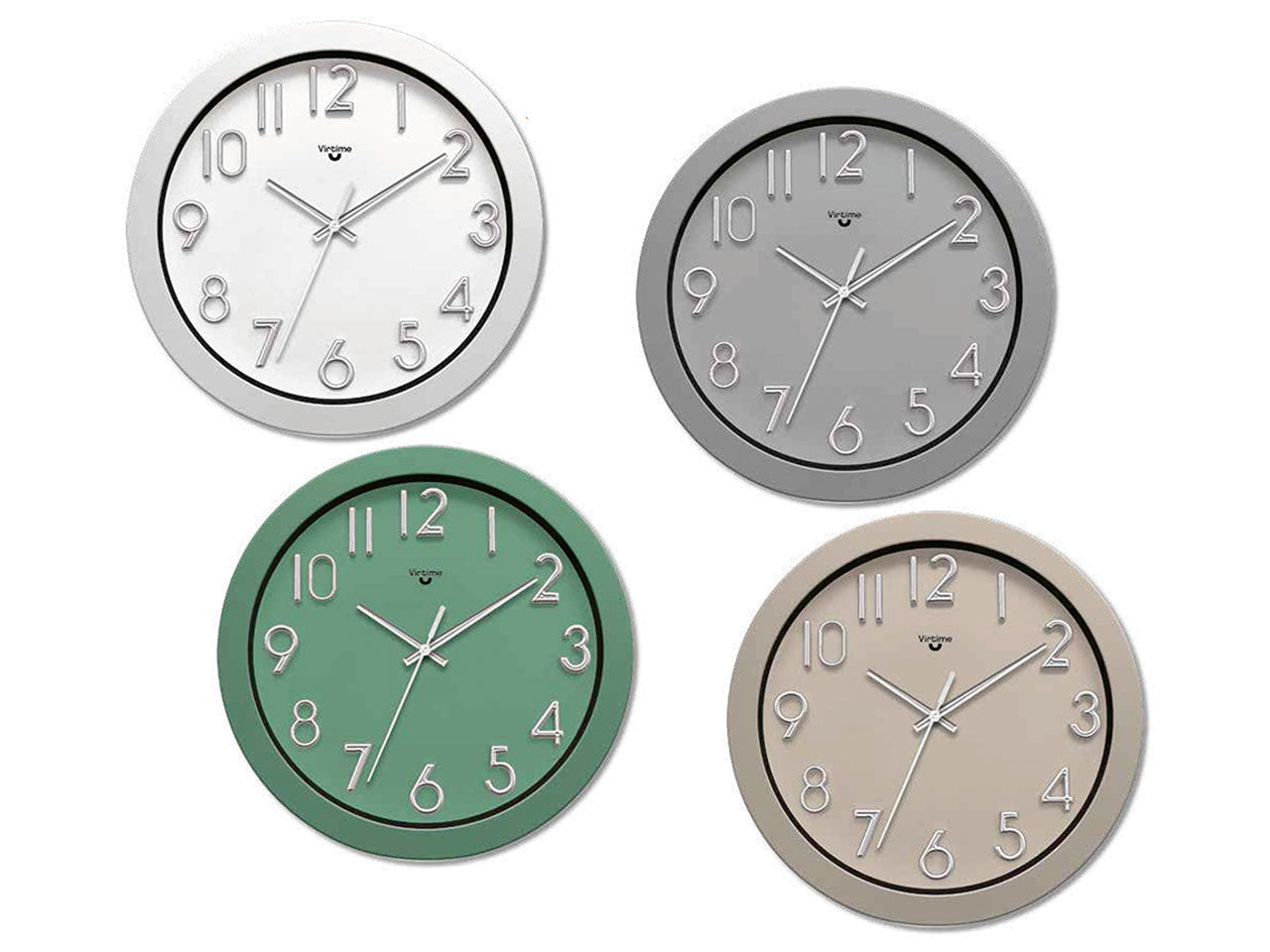 Orologio da parete in abs tondo diametro 25,4cm con movimento silenzioso con numeri in rilievo