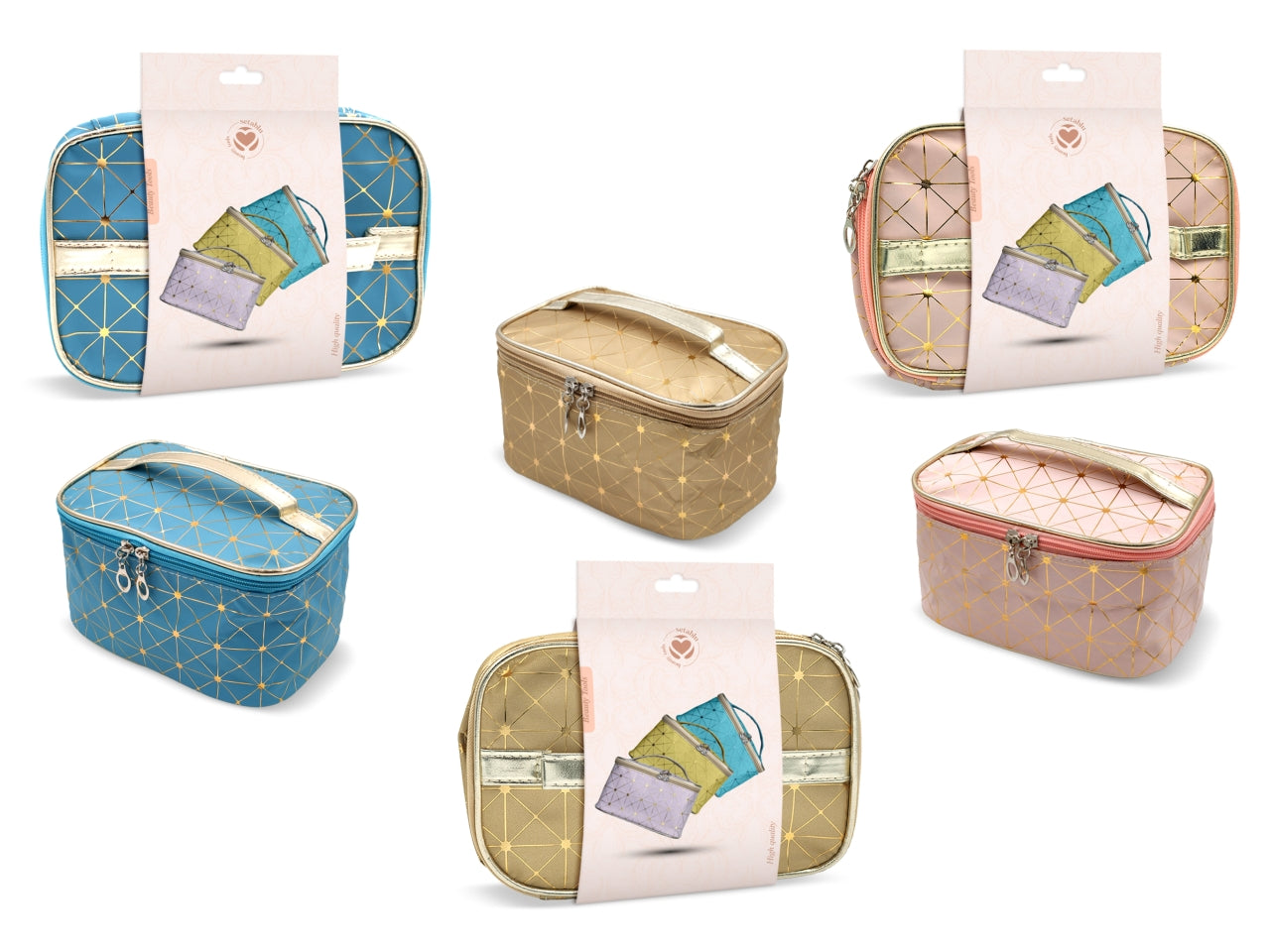 Beauty case donna colori assortiti in plastica con zip 20x14x10 cm - Setablu