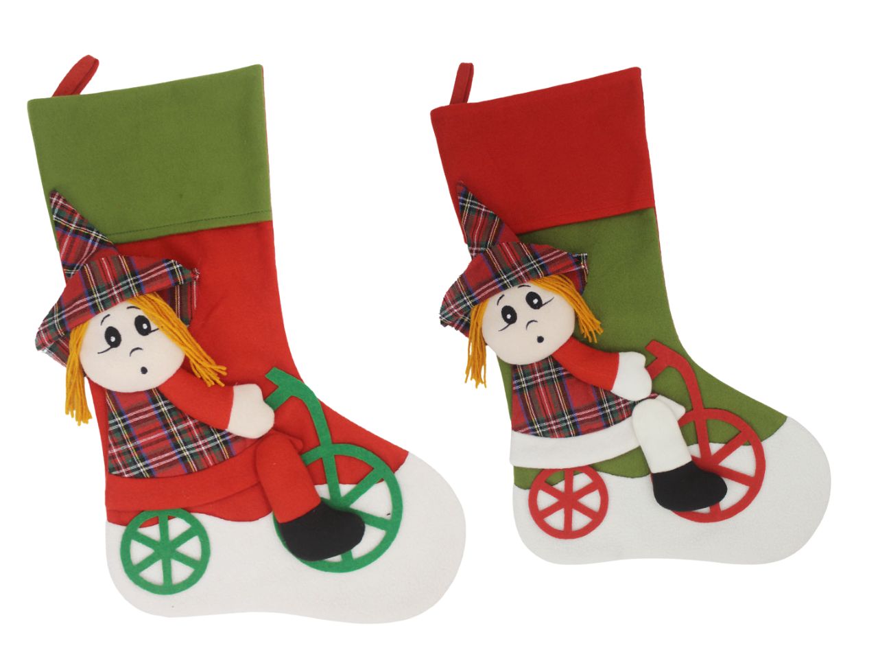 Calza in tessuto con befana 55cm assortita