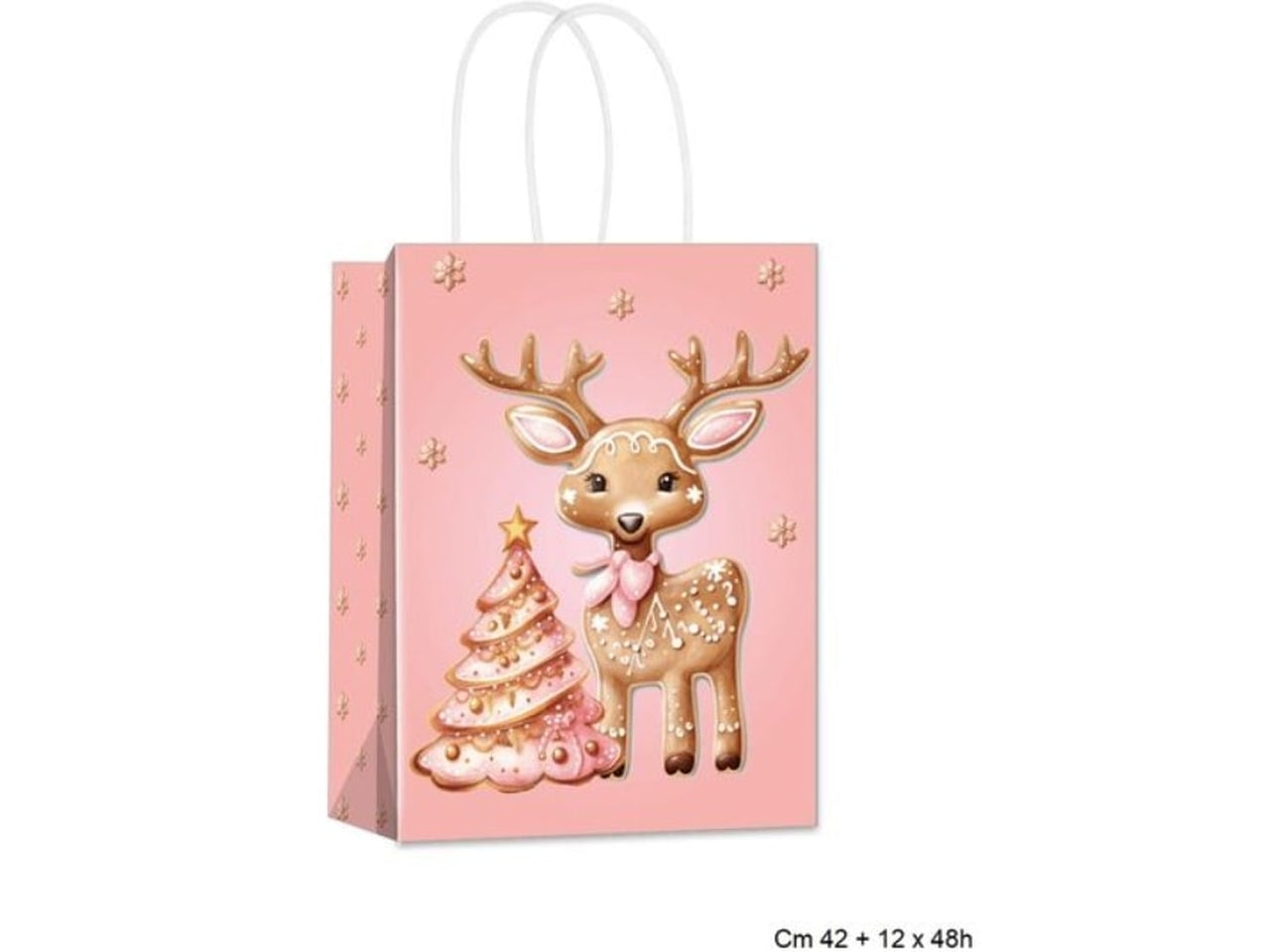 Busta natalizia regalo rosa in carta 42+16x48 cm - Fiocchetta