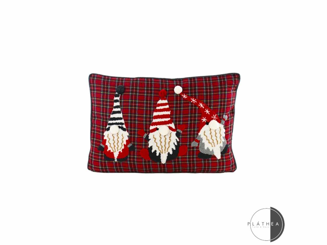 Cuscino con decorazioni gnomi 50x35cm rosso in poliestere