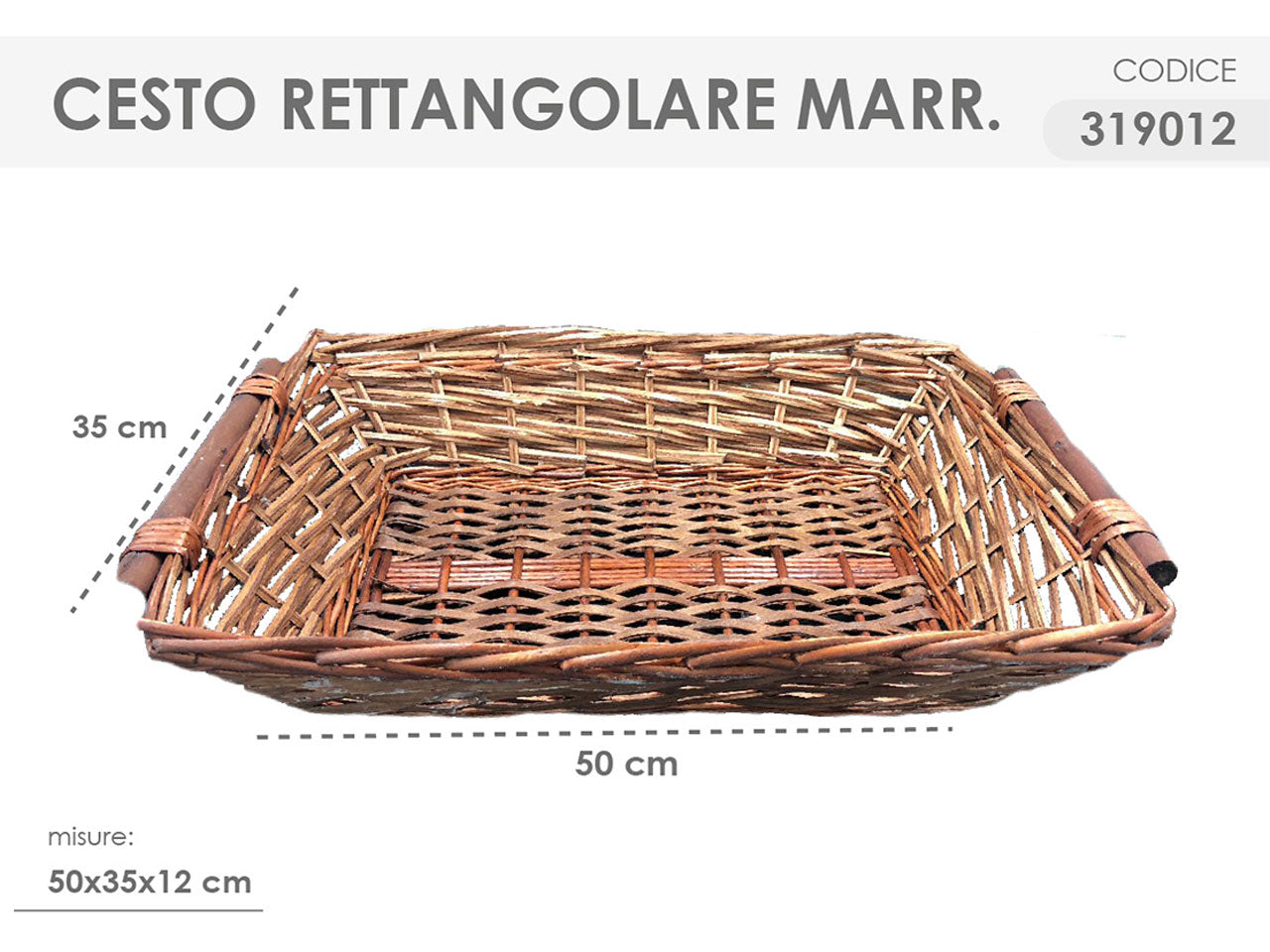Cesto rettangolare colore marrone misura 50x35x12cm