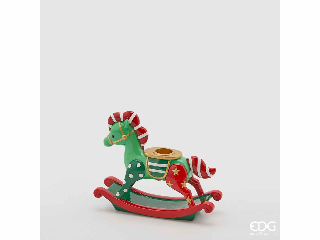 Portacandela cavallo a dondolo h.14cm