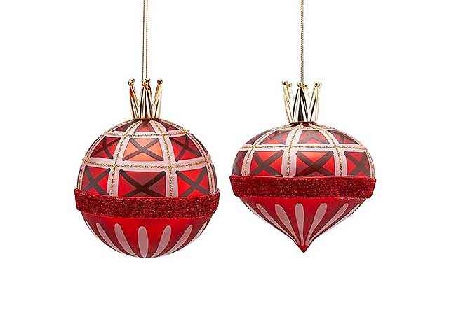 Sfera vetro rossa d10cm c/corona 683898,4