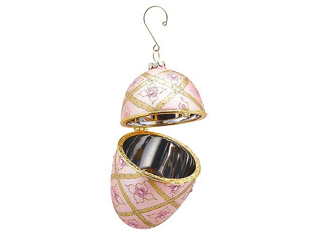 Palline natalizie con contenitore rosa in vetro h13cm $