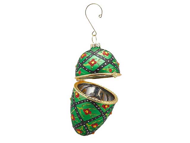Palline natalizie con contenitore verde in vetro h11cm diametro 6cm $