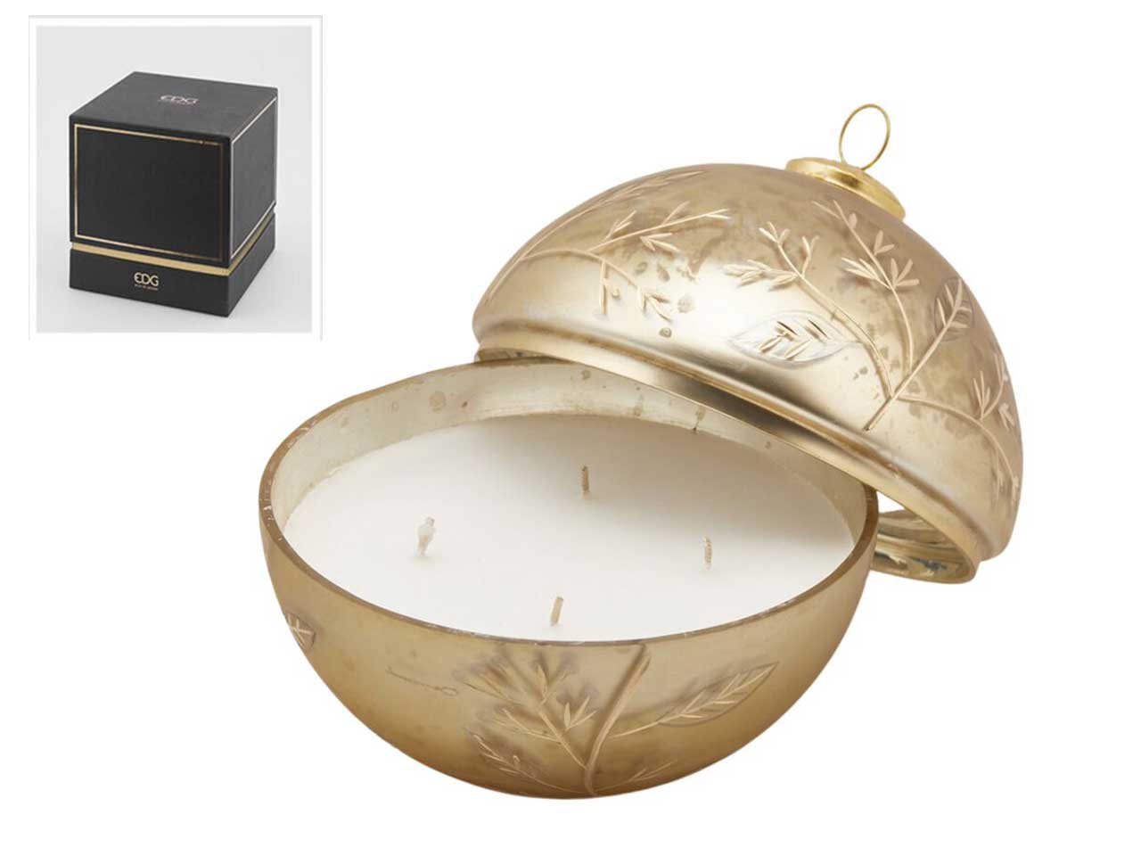 Candela a forma di sfera profumazione oud gold rossa in vetro d.18 cm - EDG