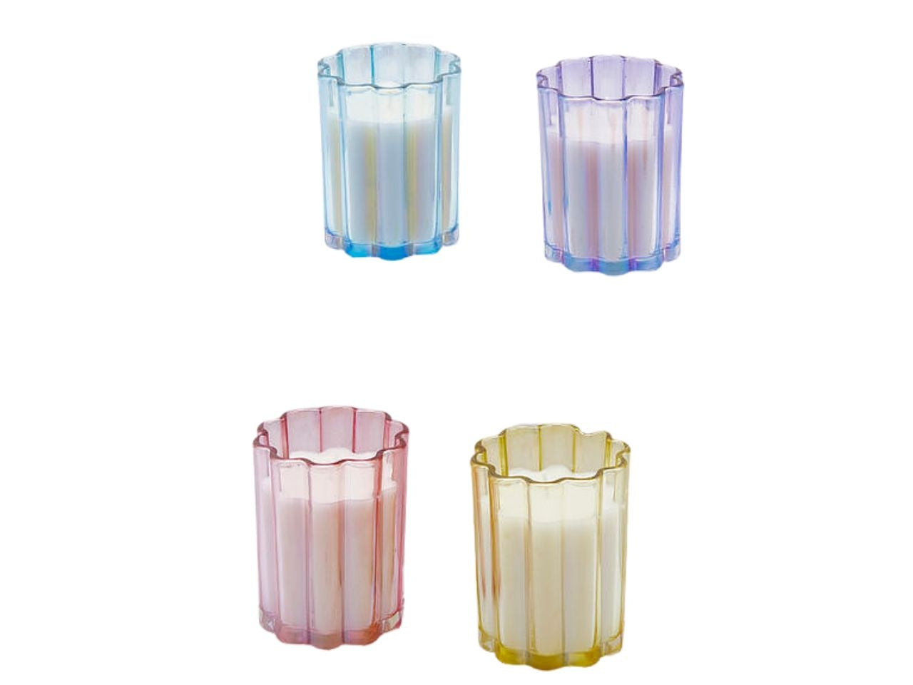 Candela in barattolo a forma di fiore, profumata in vetro, durata 30 ore, profumazione assortita in 4 colori - 7,5x9 cm - Enzo De Gasperi