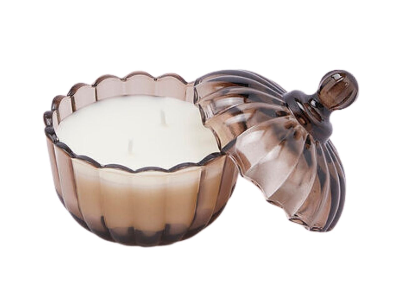 Candela in barattolo con coperchio principessa della notte, con decorazione a rilievo in vetro, stile moderno, 15 ore - 9x10,5 cm - Enzo De Gasperi